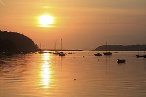 Bantry Bay, Bantry, Co Cork, Ireland; Sunset over harbour