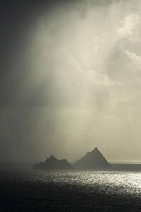 Skellig Islands, Co Kerry, Ireland; Islands in a rain shower