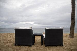 Indonesia; Lounging chairs on the beach