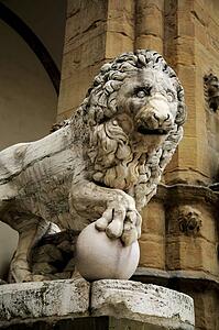 Florence, Italy; Lion (Marzocco) guarding an entrance