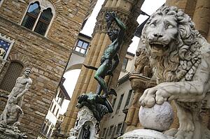 Florence, Italy; Lion (Marzocco) guarding an entrance