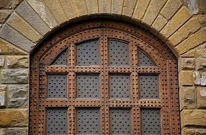Florence, Italy; Metal and wood door