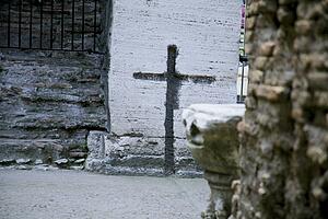 Cross etched in stone