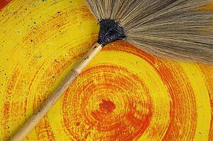 Isan, Thailand; Asian style broom on a table 