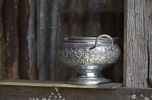 Nakhon Ratchasima, Thailand; Silver rice bowl 