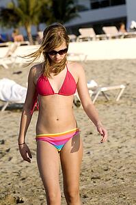 Puerto Vallarta, Mexico; Teenage girl on the beach 