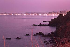 Fuengirola, Malaga, Spain; Fuengirola on the Costa del Sol seen at night