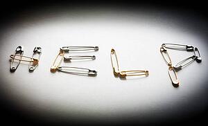 Safety pins; Safety pins spelling HELP