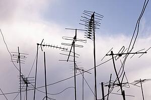 TV aerials; TV aerials against the sky