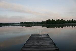 Lake of the Woods, Ontario, Canada; Pier leading to lake