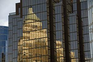 Reflection in glass building, Vancouver, British Columbia, Canada