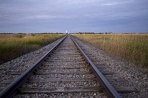 Prairie railroad tracks, Manitoba, Canada