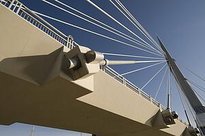 Detail of pedestrian bridge, Esplanade Riel, Winnipeg, Manitoba, Canada