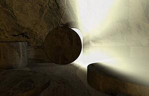 The stone rolling away from the tomb