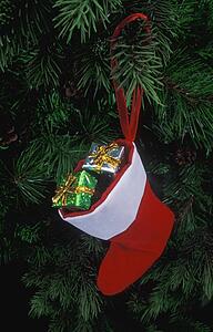 Christmas stocking filled with presents