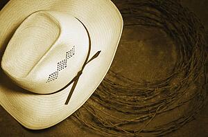 Cowboy hat and barbed wire still life