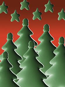 Stylized Christmas trees and stars