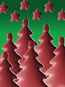 Stylized Christmas trees and stars