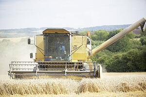 Combine Harvester Working In Field