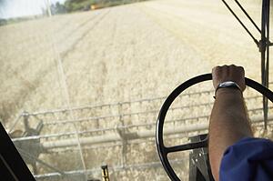 Combine Harvester Working In Field