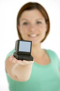 Woman Holding Model Computer