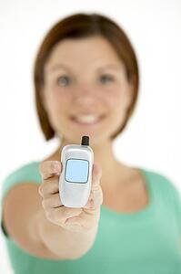 Woman Holding Model Mobile Phone