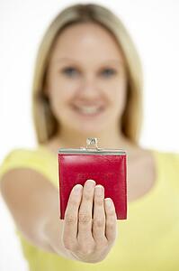 Woman Holding Empty Purse