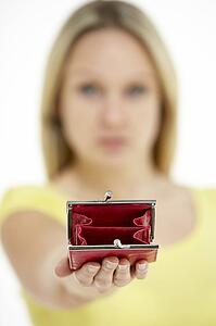 Woman Holding Empty Purse