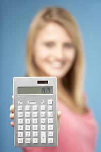 Teenage Girl Holding Calculator