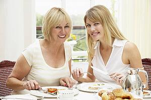Two Women Enjoying Hotel Breakfast