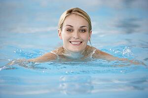 Young Woman Swimming In Pool