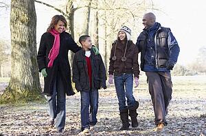 Family On Autumn Walk In Countryside