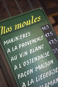 Menu Board Outside Belgian Restaurant