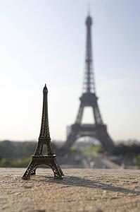 Eiffel Tower With Model, Paris, France