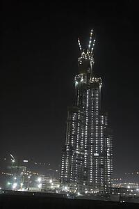 Construction Of Buildings In Dubai At Night