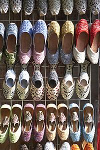 Dubai, Colourful Slippers In Souk