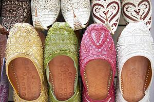 Dubai, Colourful Slippers In Souk