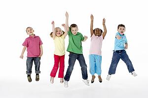 Group Of Young Children In Studio