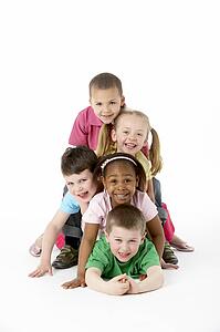Group Of Young Children In Studio