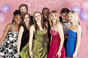Group Of Teenage Friends Dressed For Prom