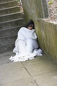 Homeless Girl Sleeping Rough