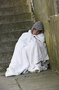 Homeless Boy Sleeping Rough
