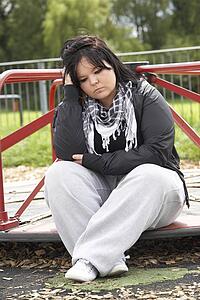 Young Woman Sitting In Playground