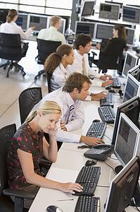 High Angle View Of Stock Traders At Work