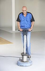 Cleaner polishing office floor