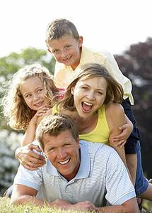 Family having fun in countryside