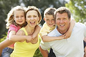 Family having fun in countryside