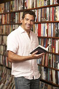 Male customer in bookshop