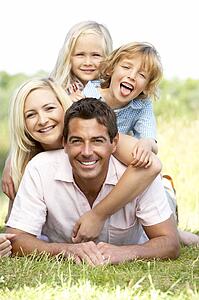 Family having fun in countryside
