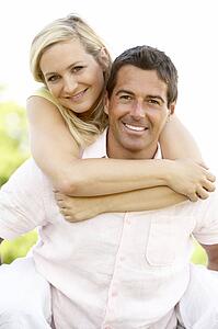 Young couple having fun in countryside
